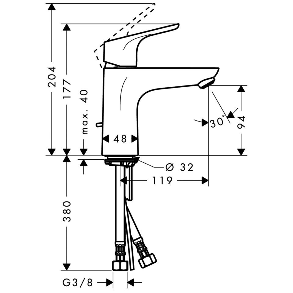 Hansgrohe Focus Lavabo Bataryası 100 Sifon Kumandalı 31607000