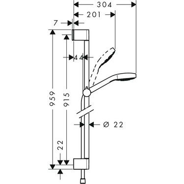 Hansgrohe Croma Select S Duş seti Vario, 65 cm duş barı ile 26562400