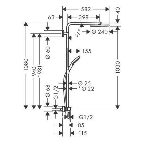 Hansgrohe Raindance Select S Termostatik Duş Kolonu Siyah 27633670