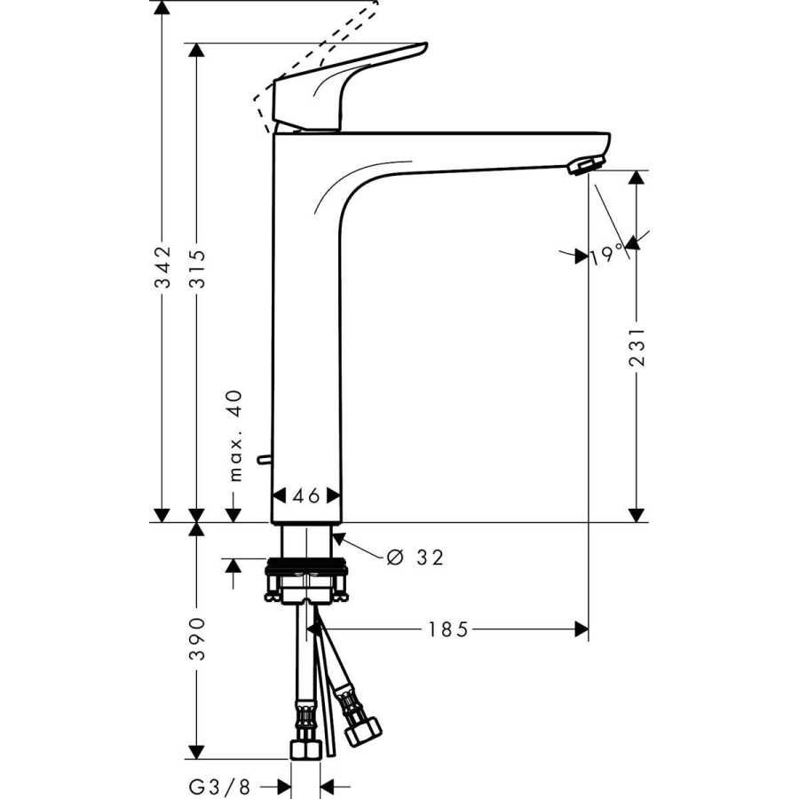 Hansgrohe Focus Tek kollu Lavabo bataryası 230 kumandalı 31531000