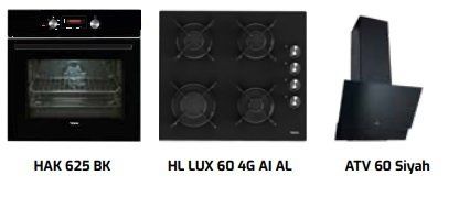 Teka Chef 5 Siyah Ankastre Set (Ocak + Fırın + Davlumbaz)