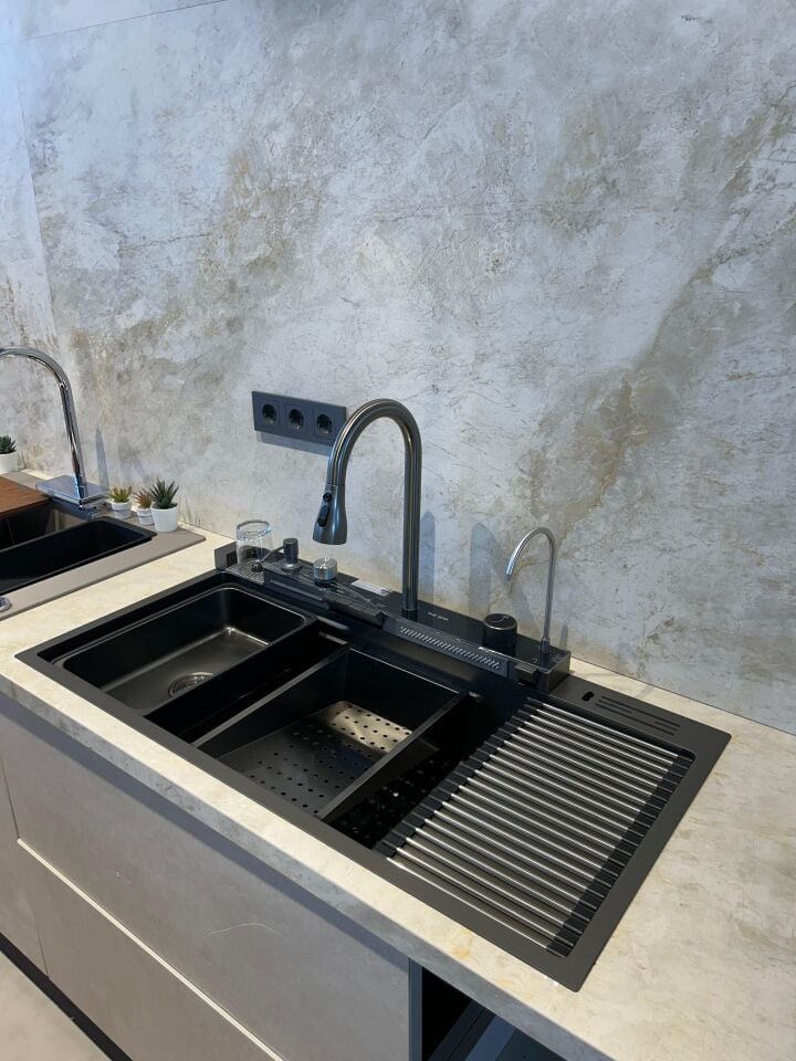 The Sink Marinax 100x50 Ultra Teknolojik Eviye Seti Sağ Damlalıklı