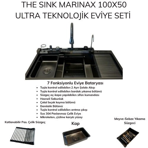 The Sink Marinax 100x50 Ultra Teknolojik Eviye Seti Sağ Damlalıklı