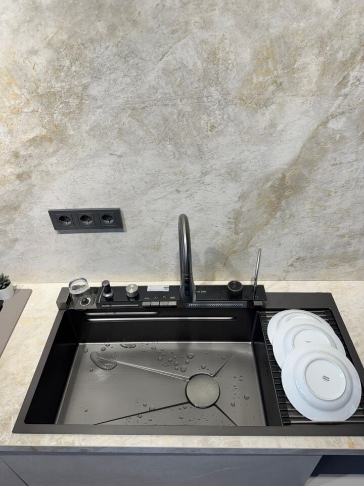 The Sink Marinax 100x50 Ultra Teknolojik Eviye Seti Sağ Damlalıklı