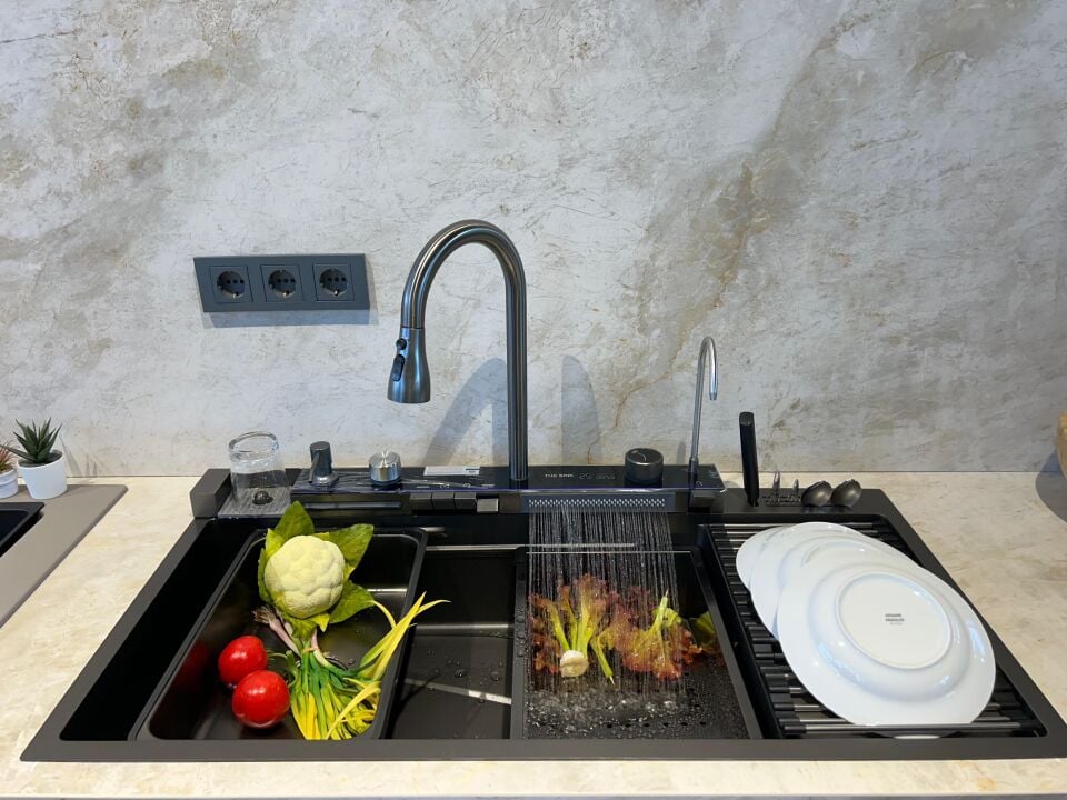 The Sink Marinax 100X50 Ultra Teknolojik Eviye Seti Sol Damlalıklı