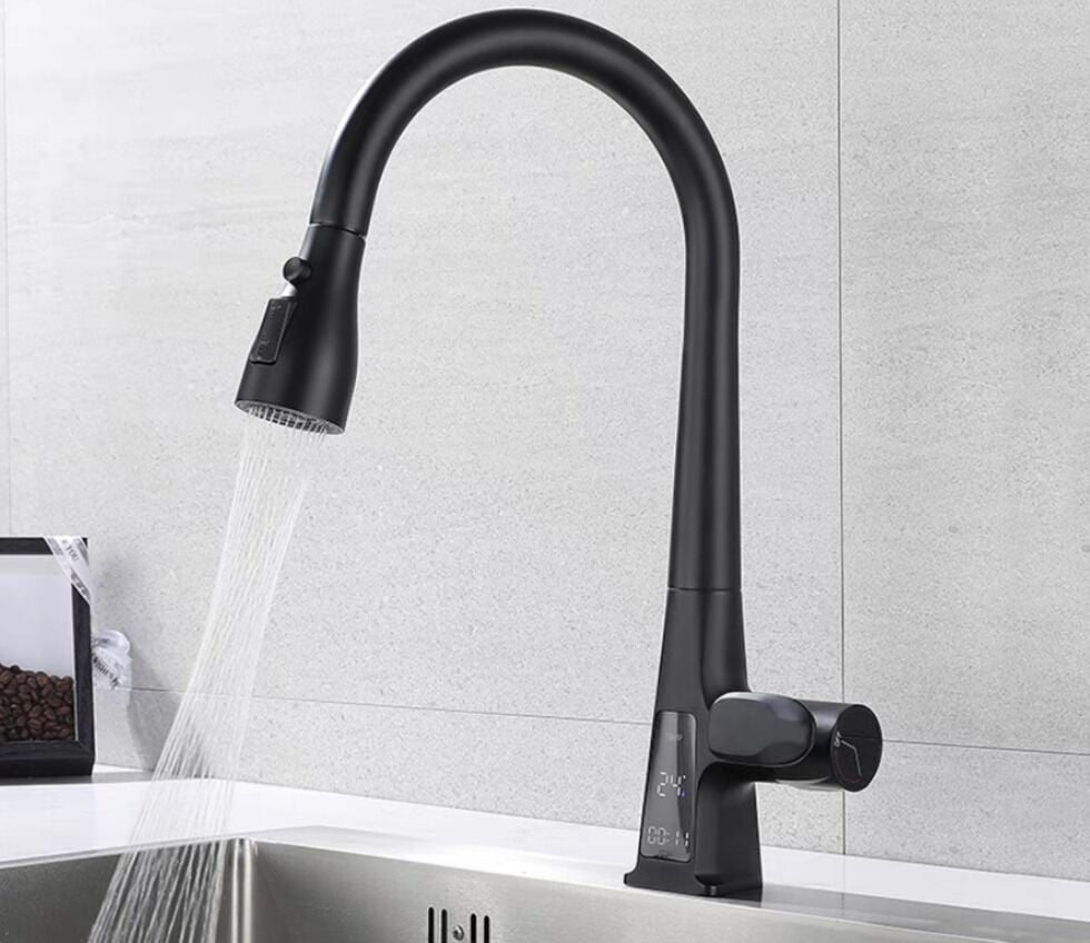 The Sink Yumay 3 Fonksiyonlu Led Ekran Siyah Eviye Bataryası