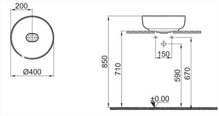 Kale Banyo ZERO 2.0 Ø40 Yuvarlak Çanak Lavabo mat SARI 310200200609