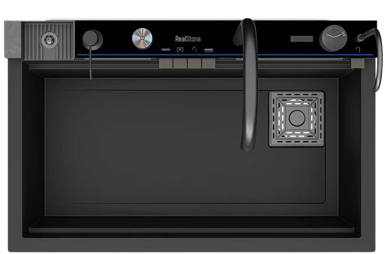 Real Stone Victoria Siyah Akıllı Eviye Seti 75×46